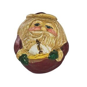 Enesco Lefever Folk Art Santa Figurine Chubby Roly Poly Christmas Decor